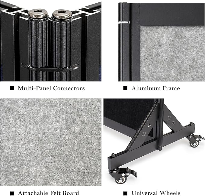 Room Partition,Office Divider,Portable Commercial Screen Dividers,Privacy Partition Separator,Classroom School Dividers,12'7"L* 6'7"H,6 Panel,Light Grey