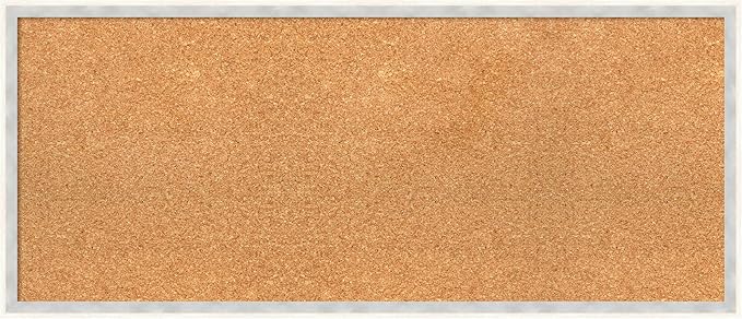 Amanti Art Natural Cork Board for Wall, 15x35 Vision Board with White Frame, Medium Corkboard Office Decor for Home Organization, Modern Corkboard Pinboard to Display Items for Home Organization in