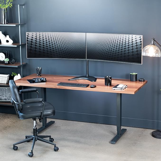 VIVO Dual Ultrawide Monitor Mount, Free-Standing Desk Stand for 2 Screens up to 38 Inches, Heavy-Duty Adjustable Arms, Max VESA 100x100mm, Black, STAND-V038F