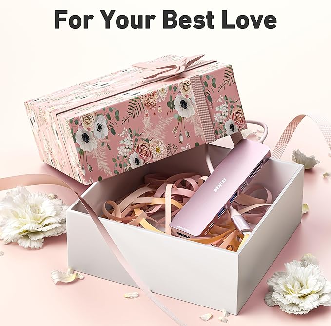 BENFEI 7-in-1 USB C Hub with HDMI(4K@60Hz), 2 USB-A, 1 USB-C Data, 100W Charge, SD/TF Card Reader, Silicone Tangle-Free Cable Compatible with MacBook Pro/Air, iPad Pro, iMac, iPhone 15 Pro/Pro Max