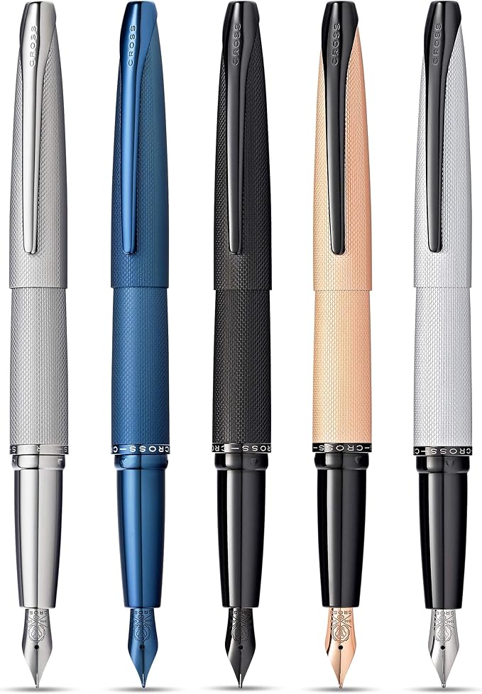 Cross ATX Refillable Fountain Presented in a Luxury Gift Box - Medium Point, Black Ink, Sandblasted Titanium Gray