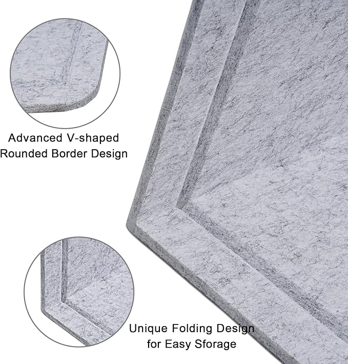 Large Bulletin Board - 48 X 36 inches Decorative Felt Pin Board - 4' x 3' Cork Board Alternative for Wall - Foldable Photo Board Self-Adhesive Vision Board Prayer Board with 30 Pushpins - Silver Gray