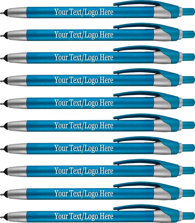 Personalized Pens in BLUE INK With your Custom Logo or Text Pens-Pack of 450- for Marketing, Parties, and Events, 2 in 1 Capacitive Stylus & Ballpoint Pen Compatible With Touchscreen Devices, Teal