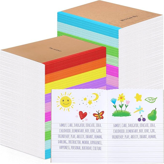 Henoyso 40 Pcs Primary Composition Notebook 9 3/4 x 7 1/2 Inch Kids Journal, Back to School Supplies, K-2 Primary Writing Notebook for Kids Student Draw and Write Story Journal (Stylish Color)