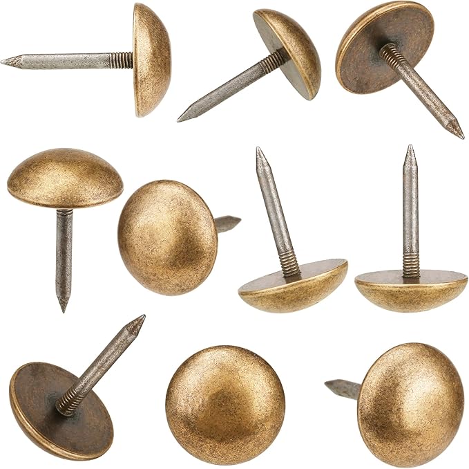 Retro Solid Pure Brass Tacks as Antique Upholstery Tacks for Furniture, Decorative Push Pins for Wood,Carpet Tacks,Hardware Tacks,Cap Tacks,Thumb Tacks,Brass Fasteners(7/10",18mm Brozen Color,10 Pcs)