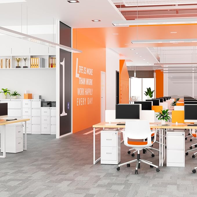 Crownland Lateral File Cabinet with 2 Drawers, 15" W Metal Lockable Office File Cabinets for Home Office- Stores Letter/Legal/A4/F4 Files(White)