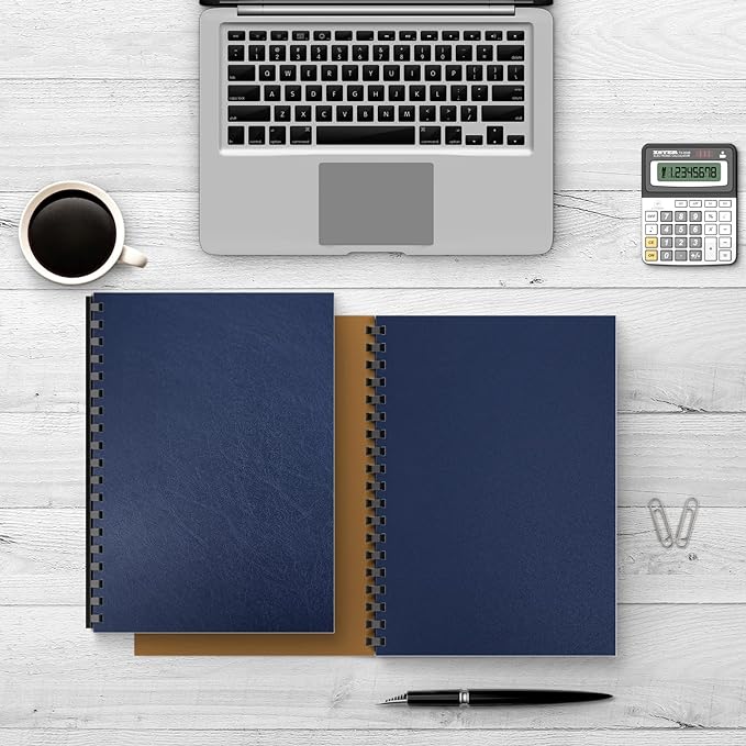 Binditek 50 Pack 16 Mil Leather-Textured Heavyduty Polycovers, Letter Size, Plastic Binding Presentation Back Covers, 8-1/2 x 11", Square Corners, Unpunched, Navy