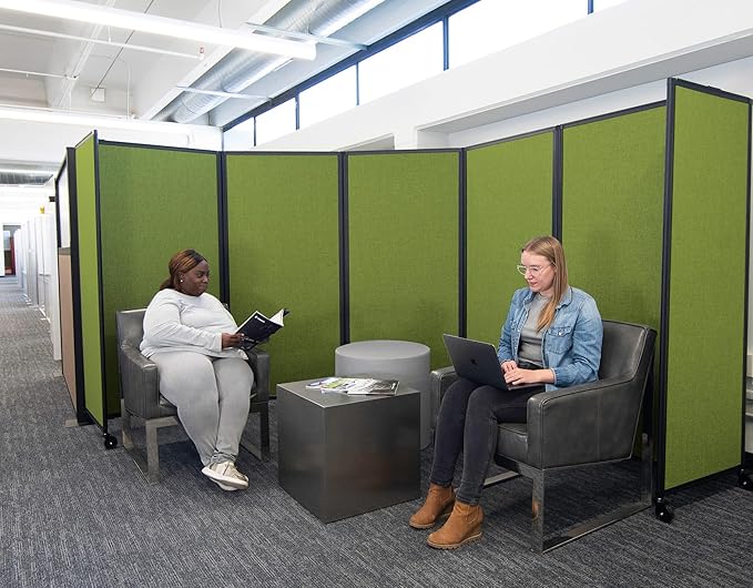 Versare Room Divider 360 Portable Wall Partition | Folding Panels | Large Freestanding Divider | Locking Wheels | Temporary Room Separator