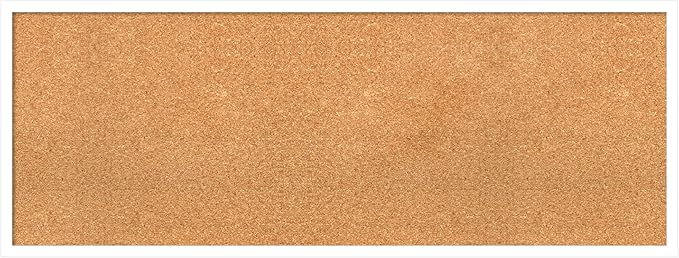 Amanti Art Natural Cork Board for Wall, 17x45 Vision Board with White Frame, Oversize Corkboard Office Decor for Home Organization, Modern Corkboard Pinboard to Display Items for Home Organization in