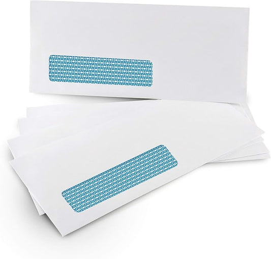 Aimoh 250#10 Single Left Window SELF Seal Security Envelopes - Super Strong Quick-Seal Self Sealing Closure, Security Tinted, Size 4-1/8 x 9-1/2 Inches, 24 LB - 250 Count (35210)