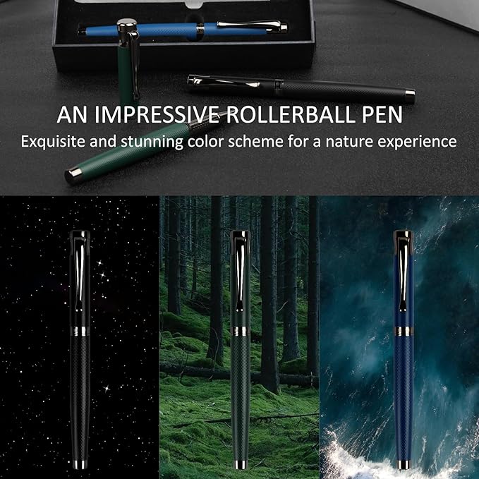 Liquid Ink Rollerball Pens - Fine Line Nice pen, Writing Pens for Journal and Office Supplies, Fancy Pen Gift Box for Father's Day or Mother's Day And Other Festivals(Blue)