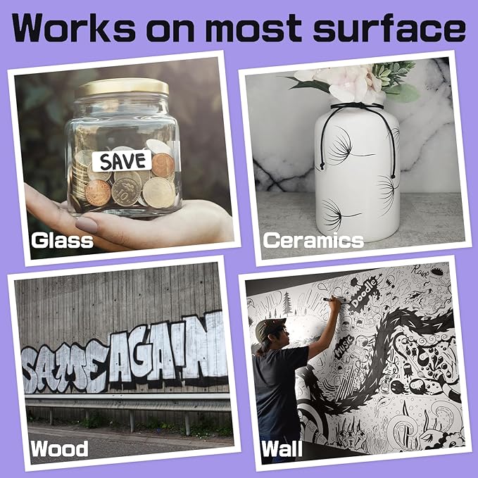 Paint Markers Pens, 2 Pack of Black and White, Premium Permanent Acrylic Paint Pens Markers for Tagging, Signs, Stone, Wood, Ceramic, Non-Toxic,15mm Jumbo Tip