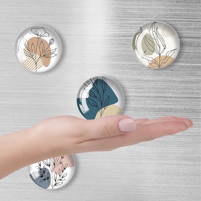 Art Line Flower Refrigerator Magnets 12Pcs Glass Strong Magnetic Refrigerator Magnet Fridge Sticker,Crystal Fridge Magnets Decoration for Crafts,Strong Fridge Magnets for Kitchen, School