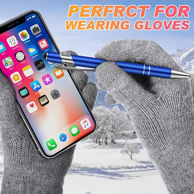 Tenare 12 Pieces 2 in 1 Stylus Metal Ballpoint Pen with Stylus Tip, 1.0 mm Black Ink Ballpoint Pen for Touch Screens(Assorted Color)