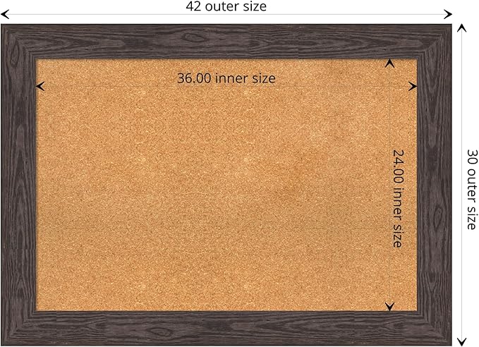Amanti Art Natural Cork Board for Wall, 30x42 Vision Board with Black Wood Frame, Large Corkboard Office Decor for Home Organization, Rustic Farmhouse Corkboard Pinboard to display items for home