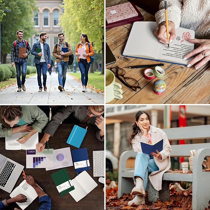 ViVin Lined Journal Notebooks for Work, 192 Pages, Medium 5.5 x 8.3 inch, College Ruled, A5 Hardcover Journaling Notebooks for Writing, 8 Pack Bulk