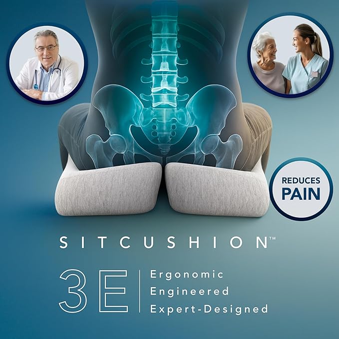 X Large Seat Cushions for Office Chairs– Pressure Relief Seat Cushion for Tailbone Pain, Back Pain, Coccyx & Sciatica Pain Relief Pillow – Office Chair Cushion with Extra Cover(Gray)