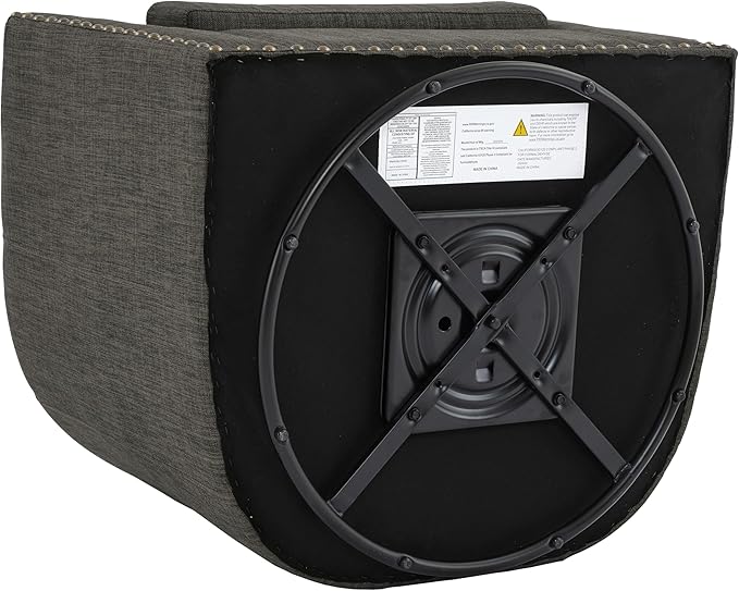 UIXE 360° Swivel Barrel Accent Chair Set of 2, Modern Upholstered Arm Chair Round Club Armchair, Nailhead Trim Single Sofa Seating in Fabric for Living Room - Gray