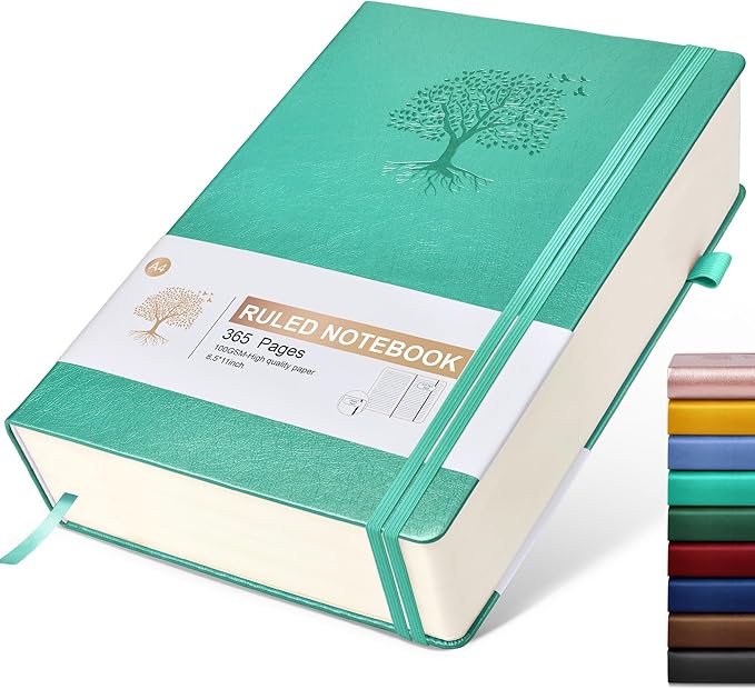 Lined Journal Notebook, 365 Pages A4 Large Journals for Writing Ruled Notebook, Hardcover Leather Journal for Women Men, Daily Notebook for Work, Note Taking, 100Gsm Thick Paper (8.5" x 11" Teal)
