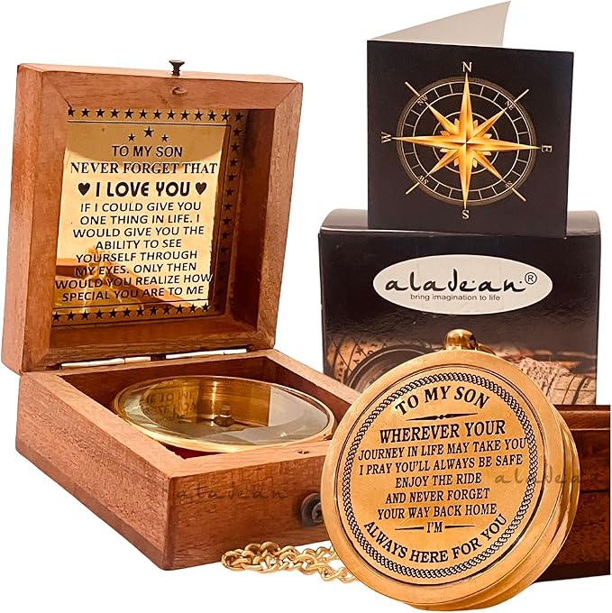 To My Son Compass Gift From Mom and Dad | 2" - For Teenage Son's Graduation, Christmas, Birthday, Baptism, Confirmation, Communion