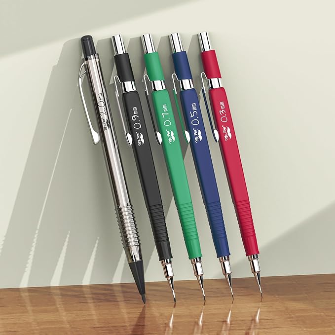 Mr. Pen Mechanical Pencil Set with Lead and Eraser Refills, 5 Sizes - 0.3, 0.5, 0.7, 0.9 and 2 Millimeters, Drafting, Sketching, Illustrations, Architecture, Back to School Supplies