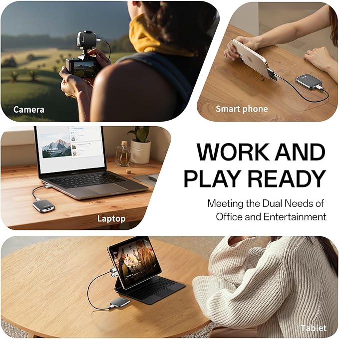 PHIXERO P5PLUS Portable SSD 256GB Up to 550MB/s, USB 3.2 Gen 2 External Solid State Drive，USB C to C&A for Smartphone，Tablet，PC，Labtop (Black)