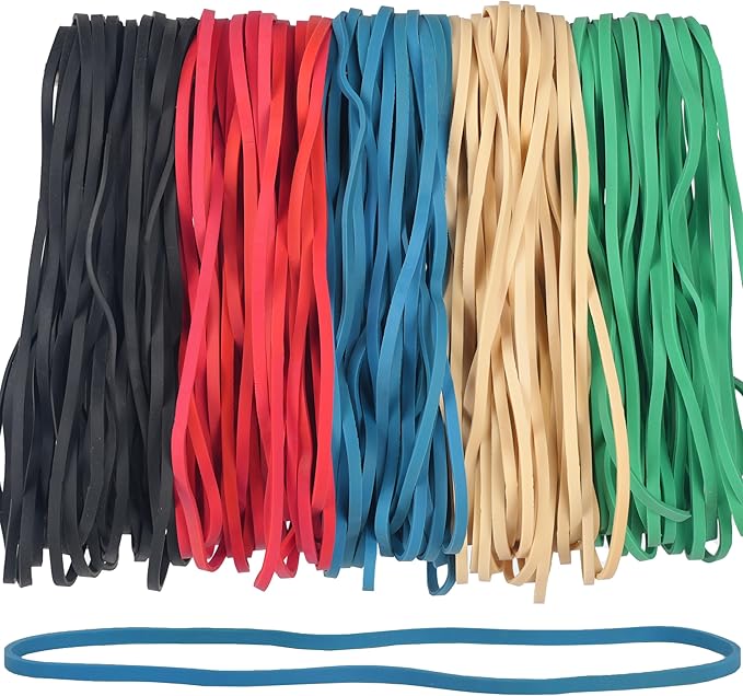 Rubber Bands Garbage Can Bands Elastic Large Size #117B 120 Pcs Trash Can Bands Elastics Bands 7 inch Assorted Color For Office Supplies Home