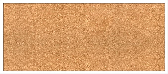 Amanti Art Natural Cork Board for Wall, 19x43 Vision Board with White Frame, Oversize Corkboard Office Decor for Home Organization, Modern Corkboard Pinboard to Display Items for Home Organization in