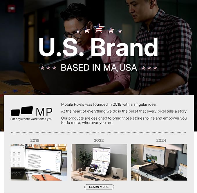 Portable Monitor - New Mobile Pixels Duex Max DS 14.1" Laptop Screen Extender, FHD 1080P USB A/USB C/HDMI Second Monitor for 14'' to 17" Laptops, Windows/MacOS/Android/Switch