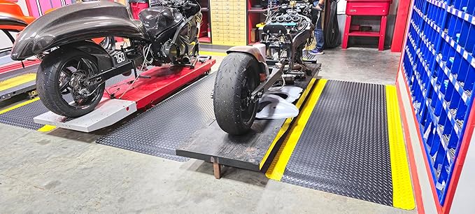 Rhino Mats, American Classic Diamond Anti-Fatigue Mats, Industrial Ergonomic Comfort Standing Mat for Work, Home, Garage, Office, Kitchen or Anywhere (Black/Yellow 1" Thick, 2 FT. x 8 FT.)