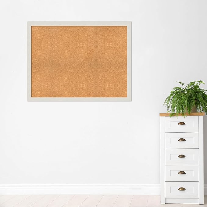 Amanti Art Natural Cork Board for Wall, 39x51 Vision Board with White Frame, Oversize Corkboard Office Decor for Home Organization, Country Rustic Corkboard Pinboard to Display Items for Home