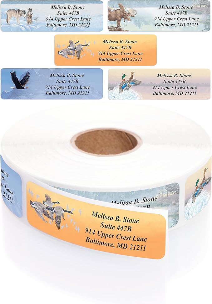in The Wild Assorted Designer Name & Address Labels with Elegant Plastic Dispenser