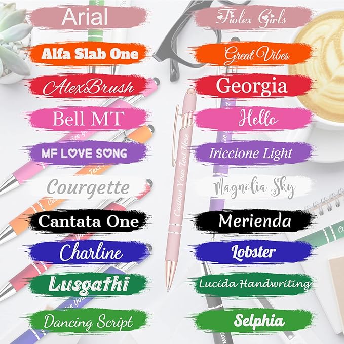 Personalized Pens Bulk 30 with Name Custom Engraving Ballpoint Pens with Stylus Tip Customized Smooth Writing Pens Personalized Gifts for Anniversary Birthday or Graduation(Red,Black Ink)