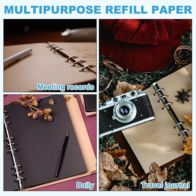 PATIKIL B5 Blank Refill Paper, Loose Leaf Paper 9 Hole Planner Refills for 9 Ring Refillable Binder Notebook Paper Filler Planner Inserts Office Diary Journals, 160 Sheets/320 Pages, White