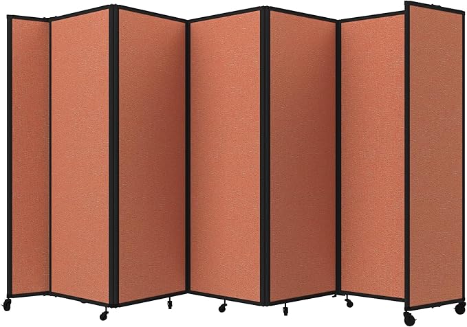 Versare Room Divider 360 Portable Wall Partition | Folding Panels | Large Freestanding Divider | Locking Wheels | Temporary Room Separator