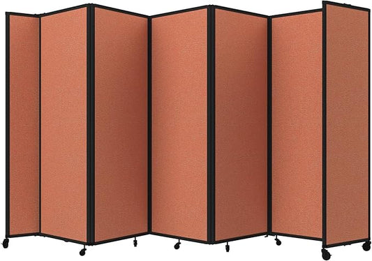 Versare Room Divider 360 Portable Wall Partition | Folding Panels | Large Freestanding Divider | Locking Wheels | Temporary Room Separator