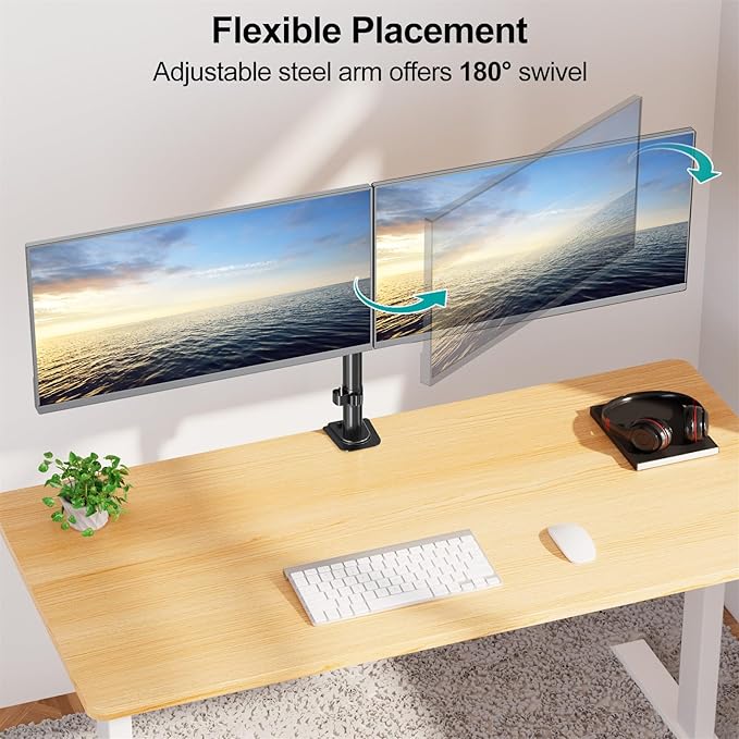 MOUNT PRO Dual Monitor Mount Fits 13-32 Inch/17.6lbs LCD Screen, Computer Monitor Desk Mount, Articulating Monitor Arm, Height Adjustable Display Stand for 2 Monitors, VESA Mount 75x75/100x100mm