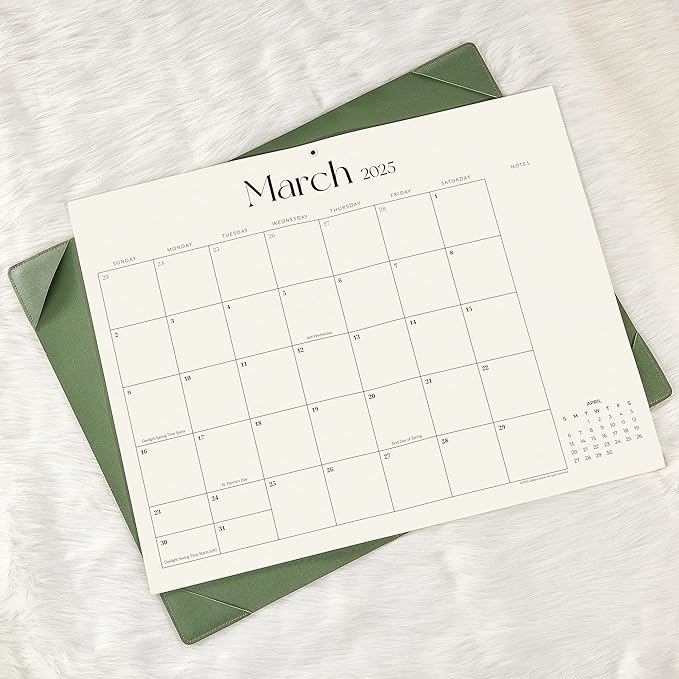 Simplified Desk Calendar 2025-2026 with Desktop Mat, Cabbrix Large Desk Pad Calendar 21" x 16-1/2" Runs From July 2025 to December 2026, Desk Blotter Calendar for Home School and Office (Mint Green)