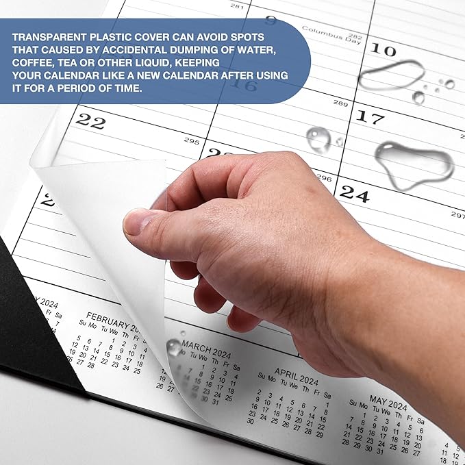 Desk Calendar 2025-2026,July 2025 to December 2026,Desk calendar 2025-2026 Large 22x17, Classroom Calendar 2026 with PVC Cover,Round Holes& NOTES List (Black),18 Months Calender 2026