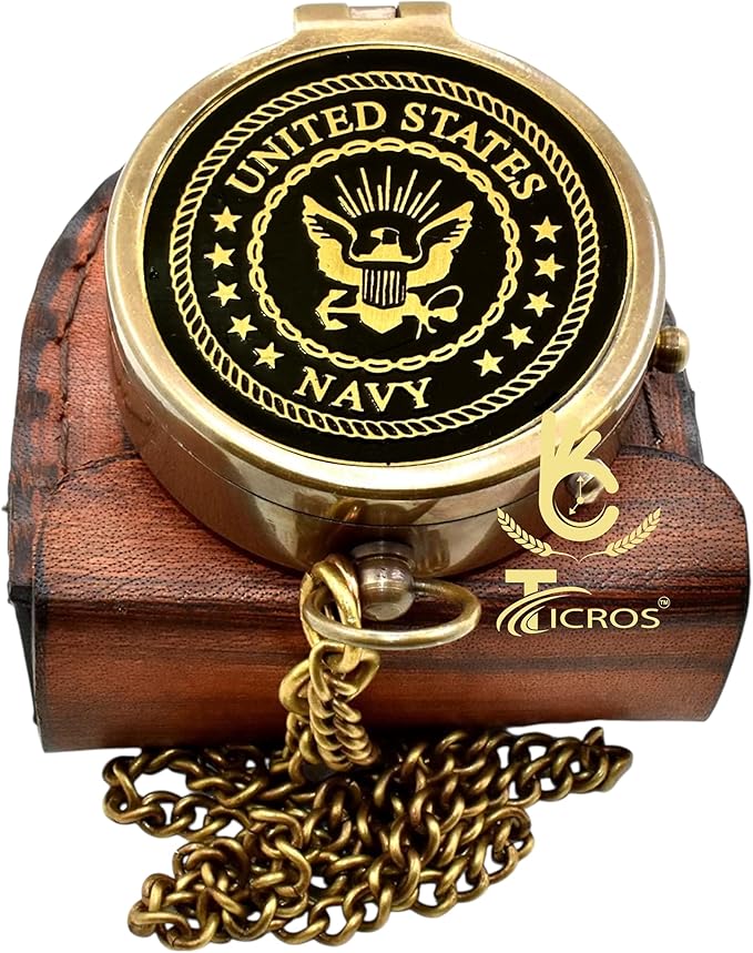 Vintage Brass Compass – Engraved Military Compass with Leather Case for Grossman, Veterans, Sailors, Men, Military Collectors – Retirement Gift,Graduation,Gift for Army Father, Jesus Said Gift Compass