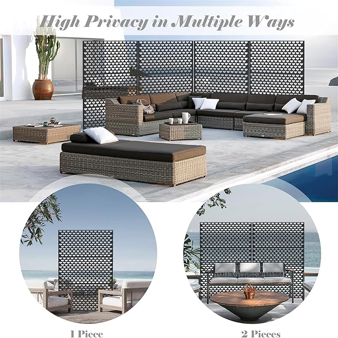 NicBex Room Divider 1 Panel Room Dividers with Semicircle Pattern Design Partition Room Dividers and Metal Privacy Screens Wall Divider for Outdoor, Room Separation,48.31"W x 15.75"D x 70.75"H, Black