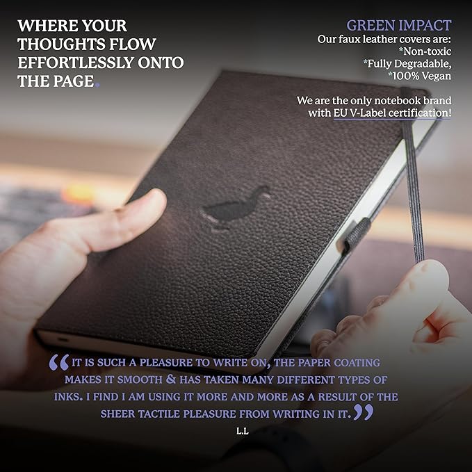 Dingbats* Wildlife Lined Writing Journal Notebook A5 - Vegan Leather Hardcover - Ideal for Work, Travel - Pocket, Elastic Closure, & Bookmark