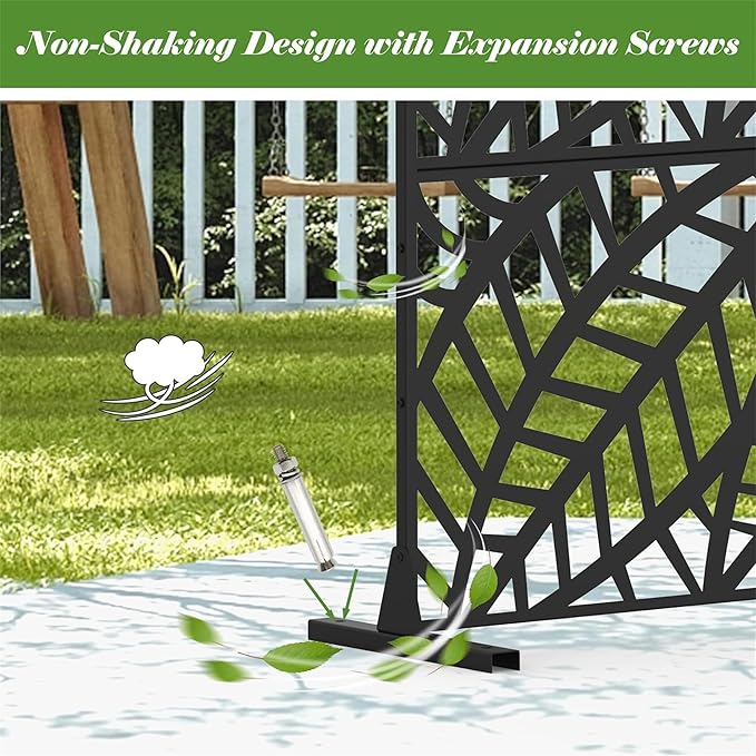 NicBex Room Divider 1 Panel Room Dividers with Leaf Pattern Design Partition Room Dividers and Metal Privacy Screens Wall Divider for Outdoor, Room Separation,48.31" W x 15.75" D x 70.75" H, Black