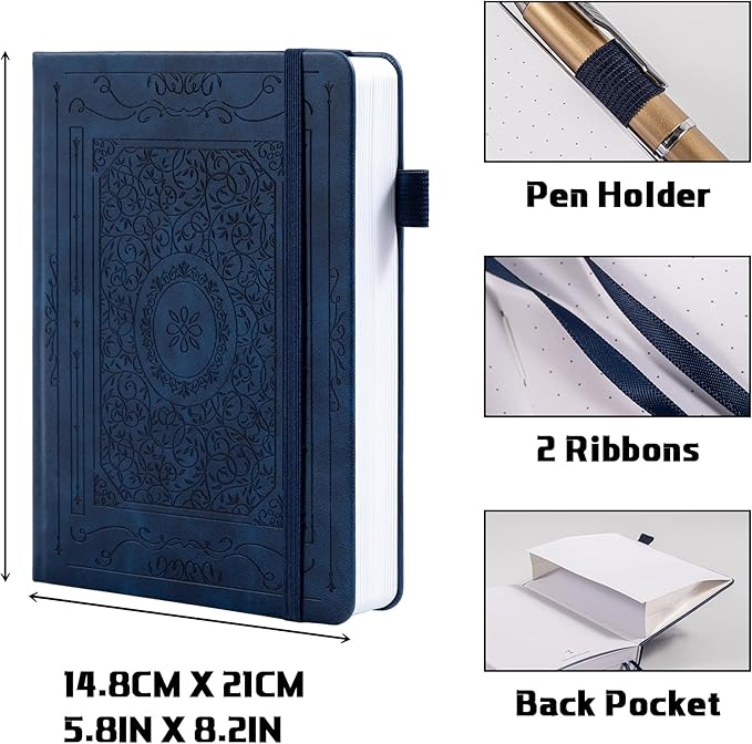 TIEFOSSI Bullet Dotted Journal Notebook, 160gsm 256 Numbered Thick Paper, A5 Hardcover Dotted Grid Diary for Women Men Work Writing, Bullet dot Journaling, Drawing, 5.8 x 8.3 in