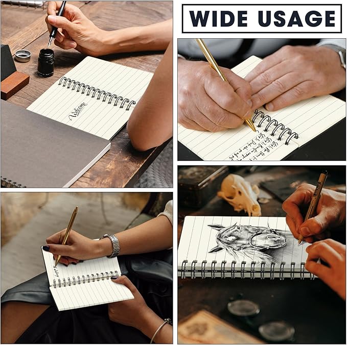 Jutom 54 Pcs Spiral Memo Pads 5 x 3'' Small Pocket Spiral Journal Notepad Ruled Notebook Sketchbook Kraft Cover Notebooks, 120 Pages for Note Taking Business Office School (Multi Color)