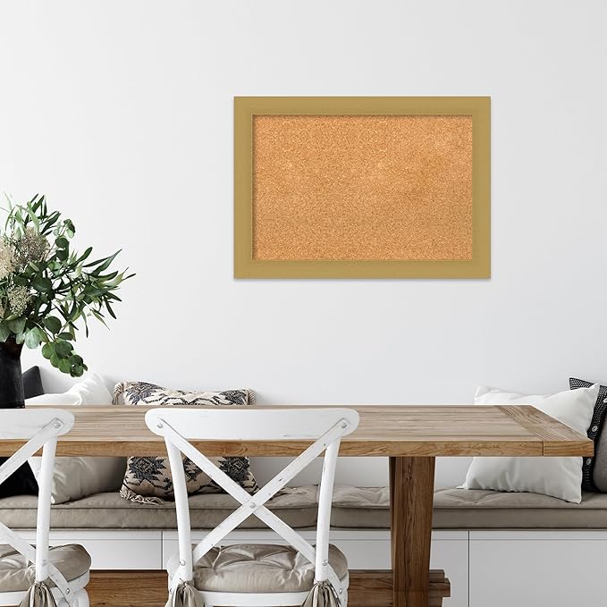 Amanti Art Natural Cork Board for Wall, 20x28 Vision Board with Gold Frame, Medium Corkboard Office Decor for Home Organization, Casual Corkboard Pinboard to display items for home organization
