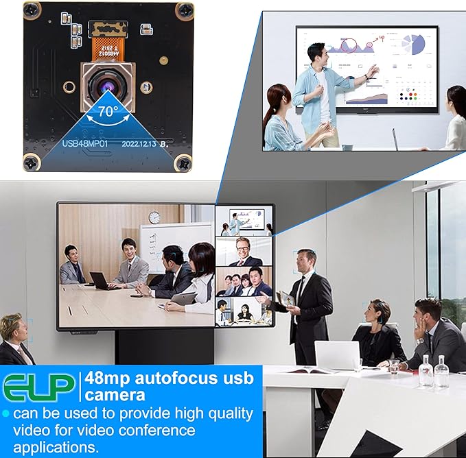 ELP 48MP Fast Autofocus USB Camera Module with 70degree No Distortion Lens for Computer Mini UVC USB2.0 Industrial Webcam Board 8000 * 6000 USB with Camera for Laptop PC Raspberry pi Jetson Nano