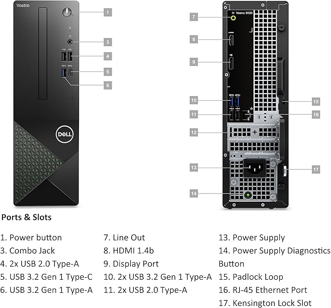 Dell Vostro 3030s Small Desktop SFF Business Computer, 14th Gen Intel 10-Core i5-14400 (Beat i7-13620H), 32GB DDR5 RAM, 1TB PCIe SSD, WiFi 6, Bluetooth, Type-C, DisplayPort, HDMI, Windows 11 Pro