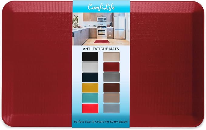 ComfiLife Anti Fatigue Floor Mat – 3/4 Inch Thick Kitchen Mats for Floor, Standing Desk Mat, Kitchen Rug – Comfort at Home, Office – Durable – Stain Resistant – Non-Slip Bottom (20" x 32", Red)