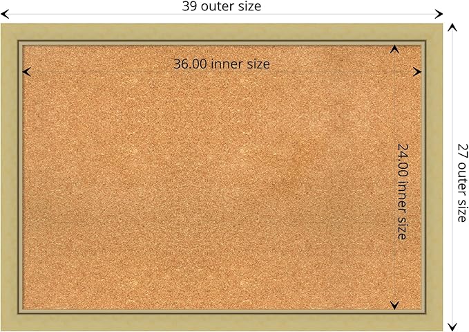 Amanti Art Natural Cork Board for Wall, 27x39 Vision Board with Gold Frame, Large Corkboard Office Decor for Home Organization, Casual Corkboard Pinboard to display items for home organization